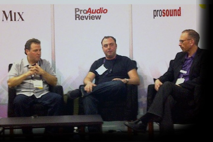 Flavorlab's head of audio post, Brian Quill, sitting on a panel at NAB.