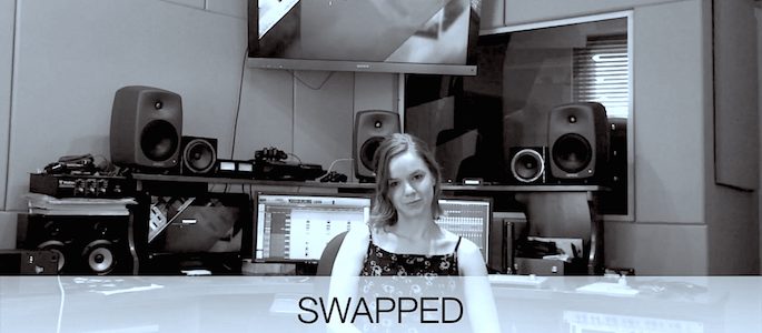 Picture of former Flavorlab audio engineer and studio director, Catherine Anderson, on the behind the scenes of comedy series Swapped.