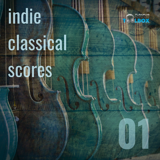 Producer's Toolbox album, Indie Classical Scores, featuring acoustic and plucky classical tracks.