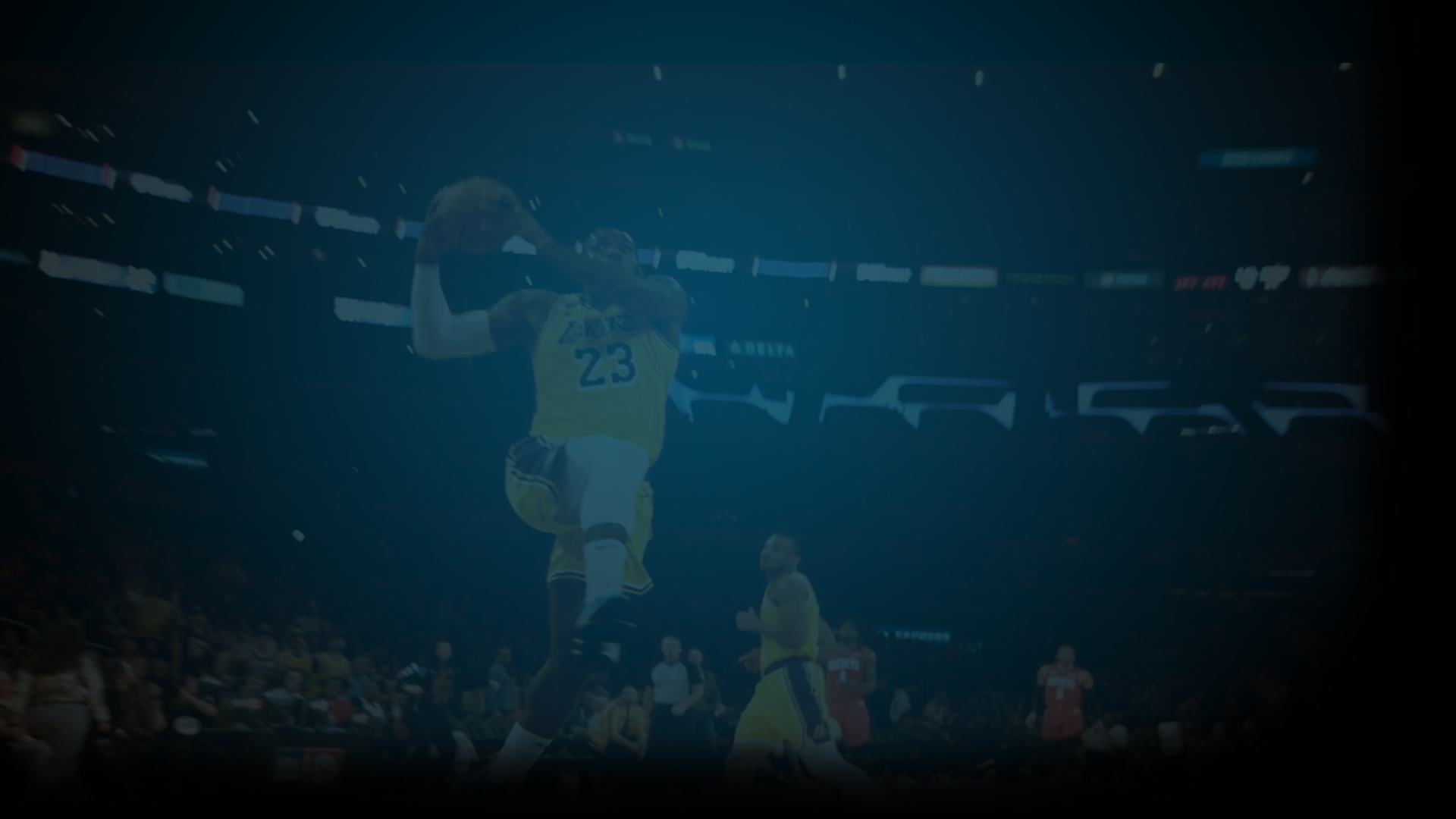 Still of Lebron James jumping to dunk a basketball featured in the NBA's 2020 Restart promo. Flavorlab Score's Glenn Schloss composed the original music for the spot and Flavorlab Sound's Brian Quill provided editing, sound design, and mix to the spot.