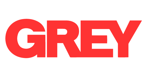 Logo for Grey Advertising: Capital GREY in red. Flavorlab Sound did a series of ads for the advertiser across multiple brands.